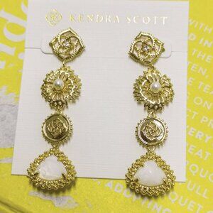 Kendra Scott Brielle Ivory Mother-of-Pearl Linear Earrings - Gold